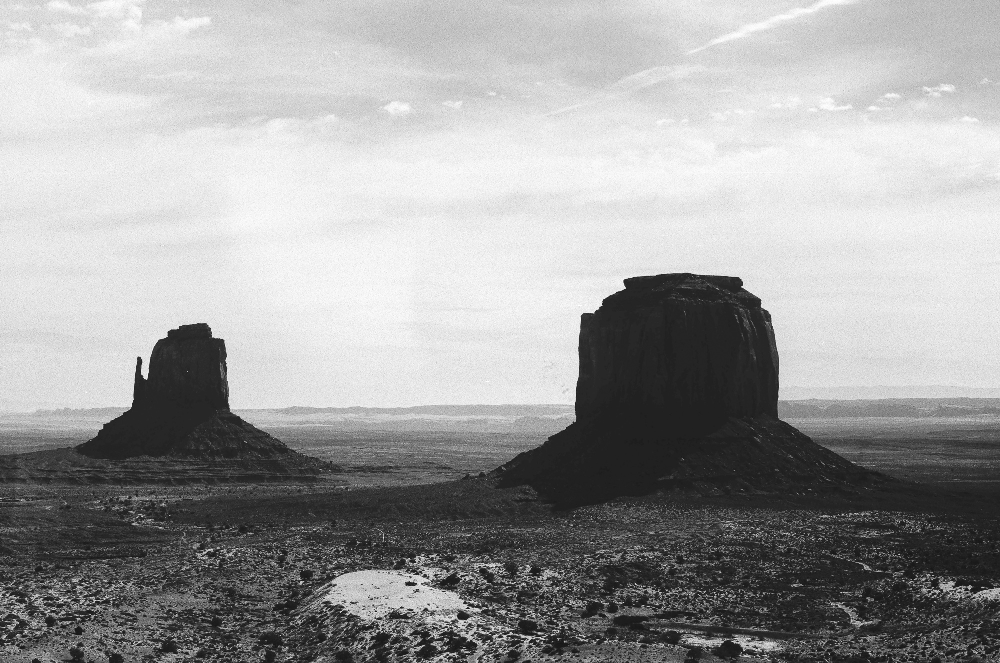 Monument Valley Mittens on 35mm film, analog black and white