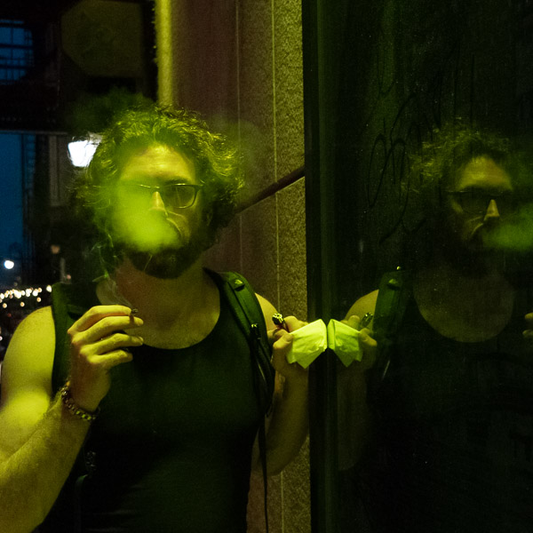 Street scene with smoke